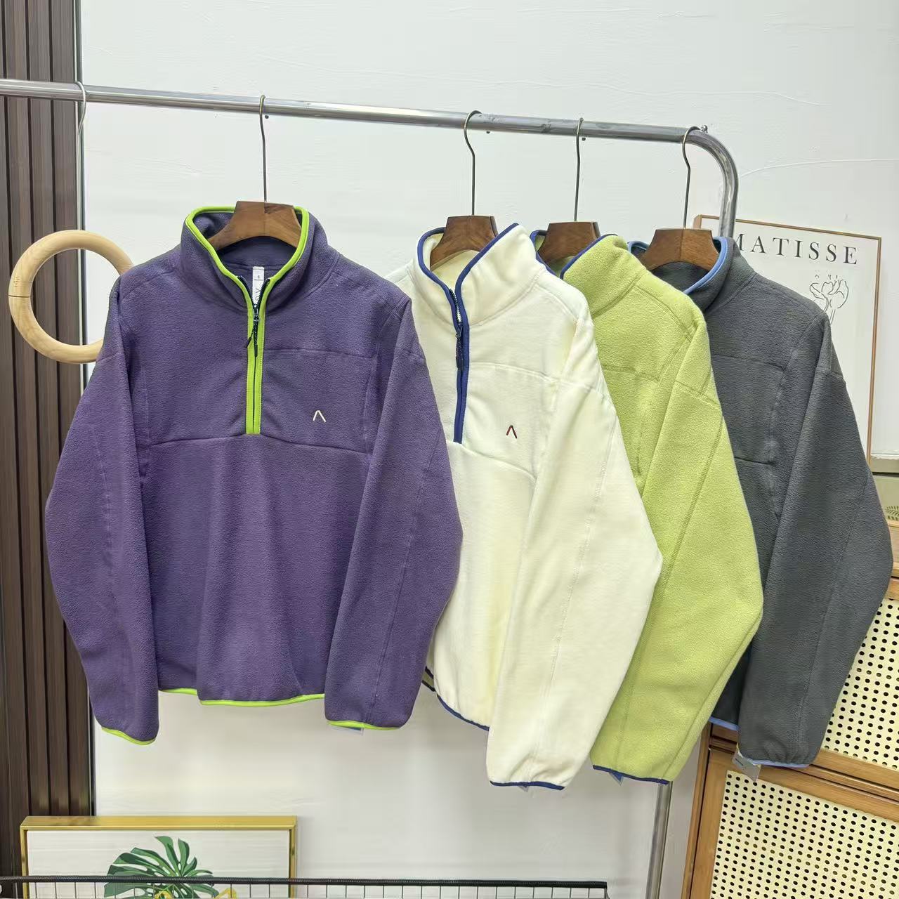 户外立领设计感半拉链开襟柔软亲肤双面摇粒绒加后情侣撞色卫衣