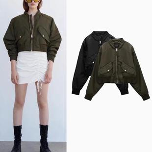 秋季新款小个子立领棒球服宽松棉服飞行员夹克棉衣外套4341720