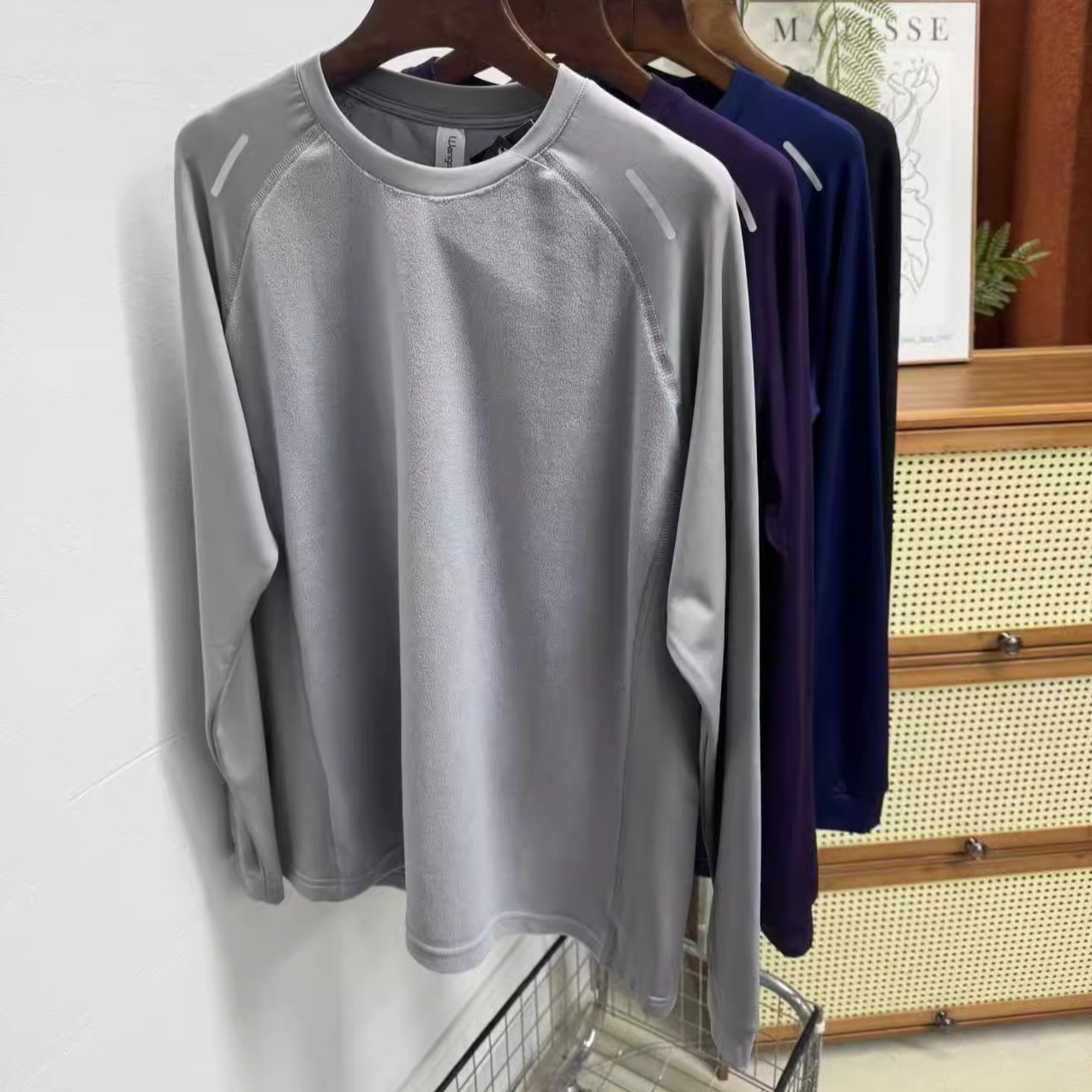 日单！山系！户外跑步速干衣秋冬摇粒绒保暖拼接长袖T恤训练卫衣