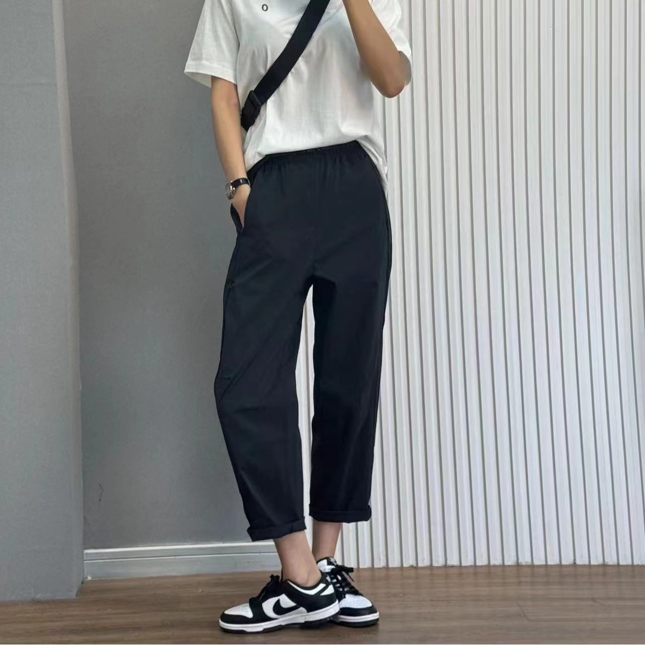 WMXZ2024素家春季新款显瘦经典纯色户外透气百搭运动直筒休闲裤