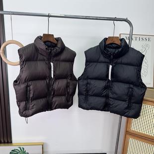 WMXZ秋冬季3046232新款时尚休闲宽松立领压胶无袖棉服背心马夹