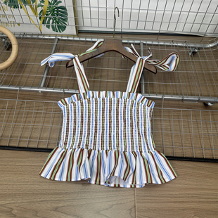 WMXZ春夏新品 个性 彩色直领条纹蜂巢格弹力吊带上衣 8372120 女装