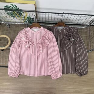 2137693新款 2137 高领条纹叠层装 衬衫 693 饰甜美百搭长袖 WMXZ春季