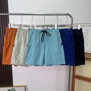 多巴胺配色男女情侣凉皮短裤凉感冰丝沙滩裤防嗮速干休闲五分裤裤