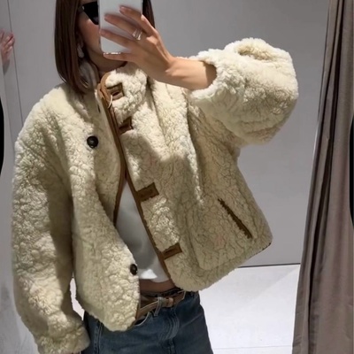 WMXZ秋季6318254新款立领双面穿口袋饰宽松百搭复古外套6318/254