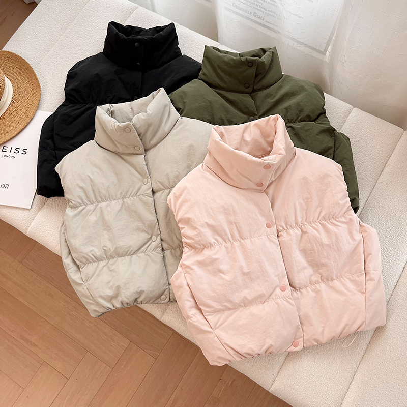 高领羽绒棉背心马甲外套马夹女