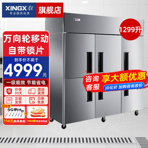 星星（XINGX）商用冰柜立式玻璃门冰箱冷藏冷冻保鲜厨房展示柜餐