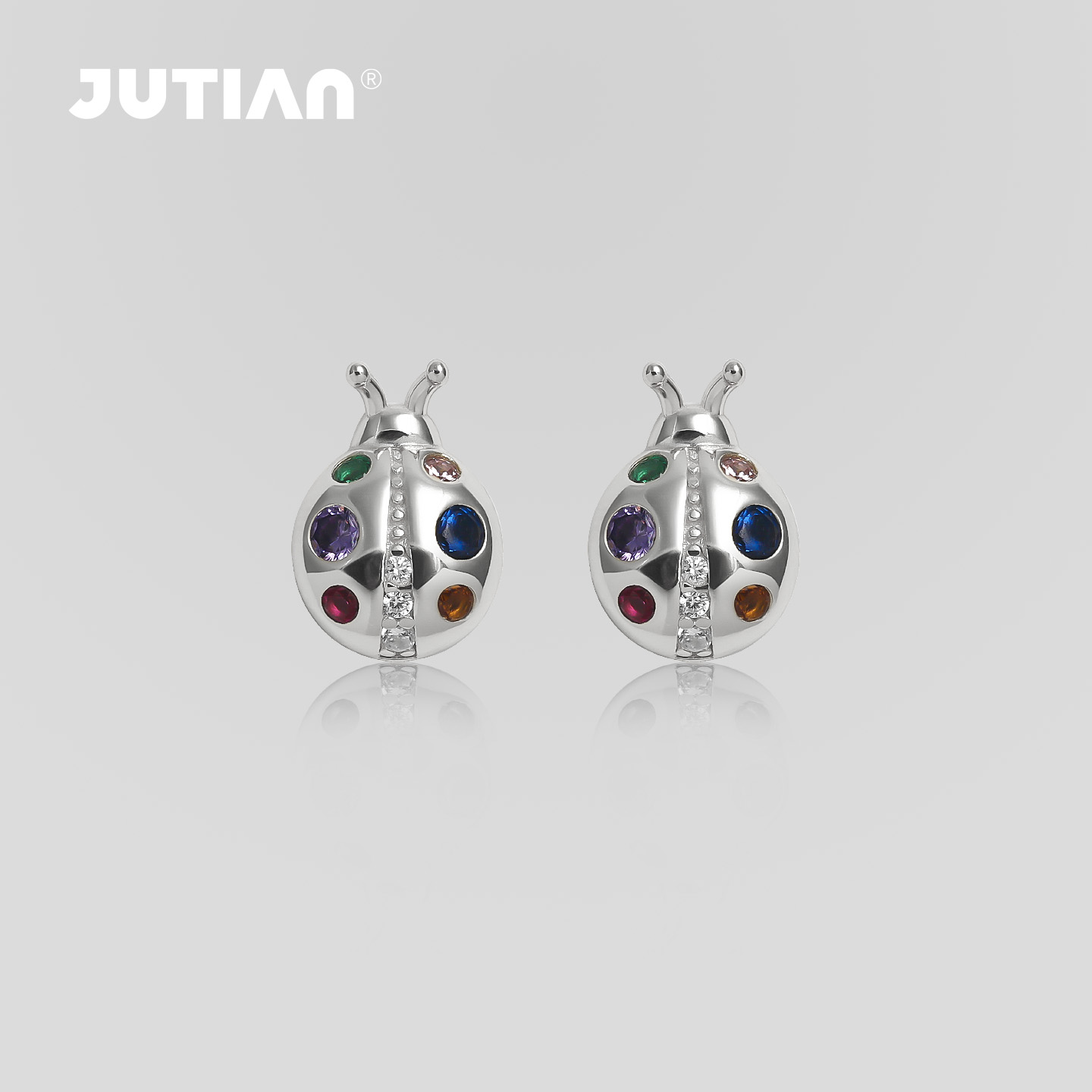 JUTIAN S925纯银耳钉昆虫可爱2025秋冬新款甜酷女孩高级感耳饰