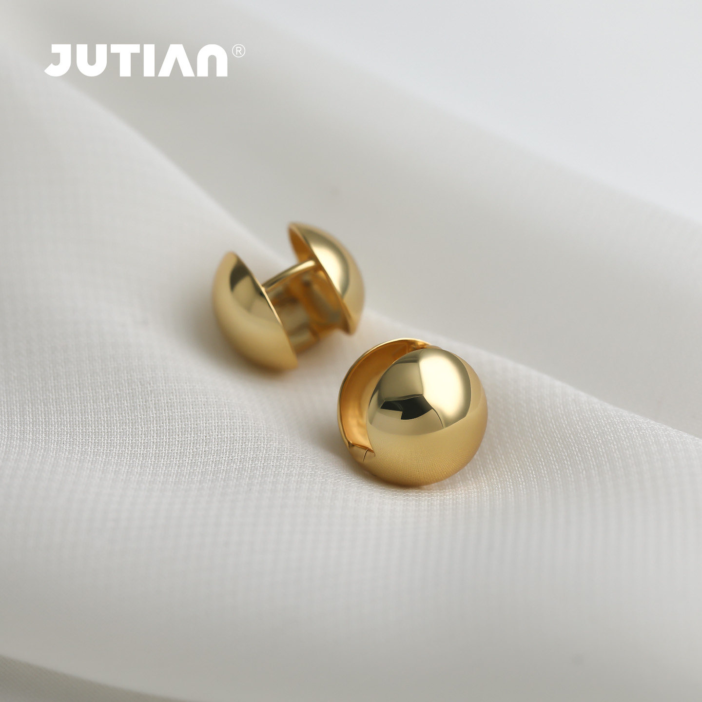 JUTIAN 球形纯银耳扣女高级感简约耳环 2026新款潮个性时髦耳饰