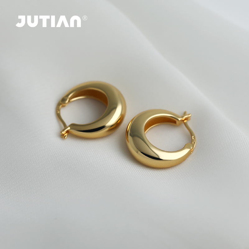 jutian高级感银耳环女ins圆圈