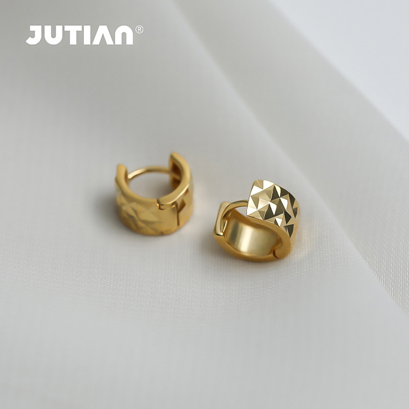 JUTIAN 迷你纯银耳扣女2026年新款潮高级感基础款菱形切面小耳饰