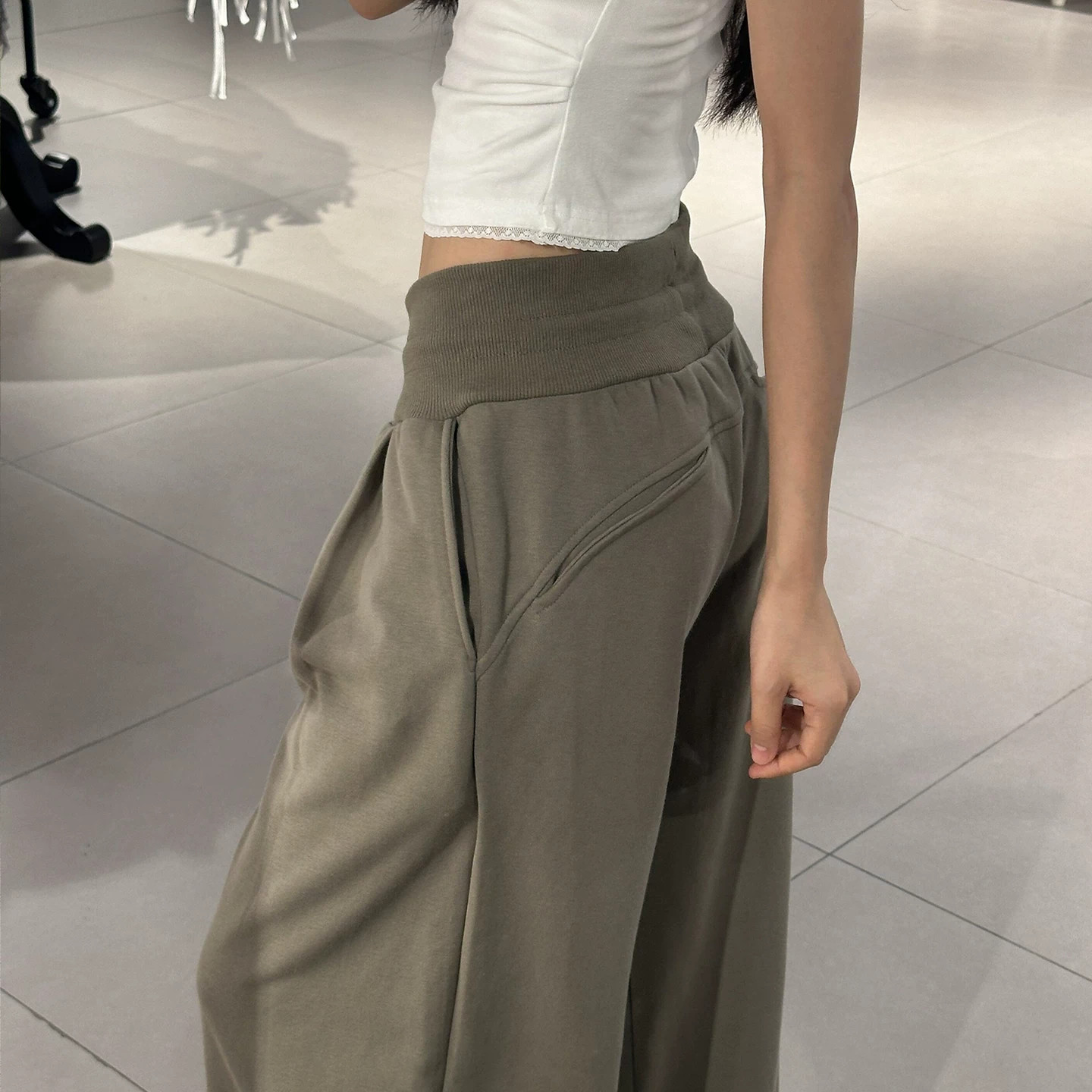 美式运动裤女春秋宽松慵懒阔腿裤