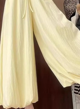 清仓捡漏~黄色花苞裙裤夏季灯笼裙温柔风半身裙慵懒休闲阔腿裤女