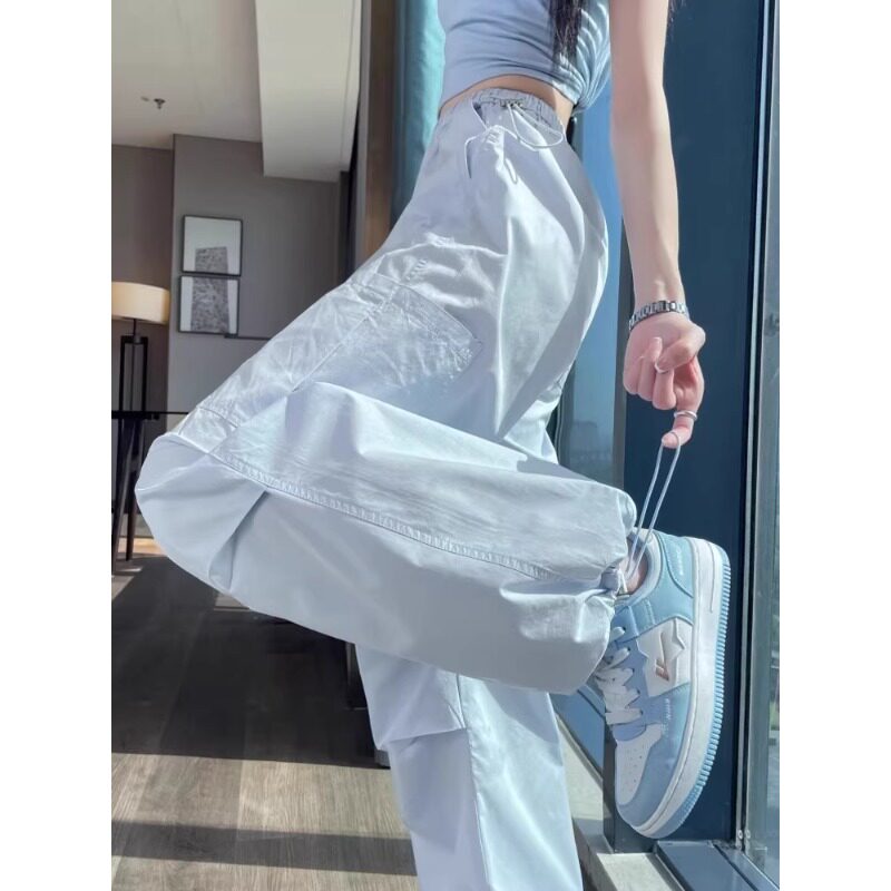 清仓捡漏美式速干工装裤女夏季薄款宽松束脚登山裤冰丝运动伞兵裤