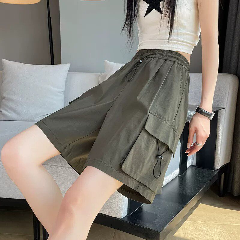 清仓捡漏美式速干工装五分裤女2026夏季薄款宽松休闲阔腿运动短裤