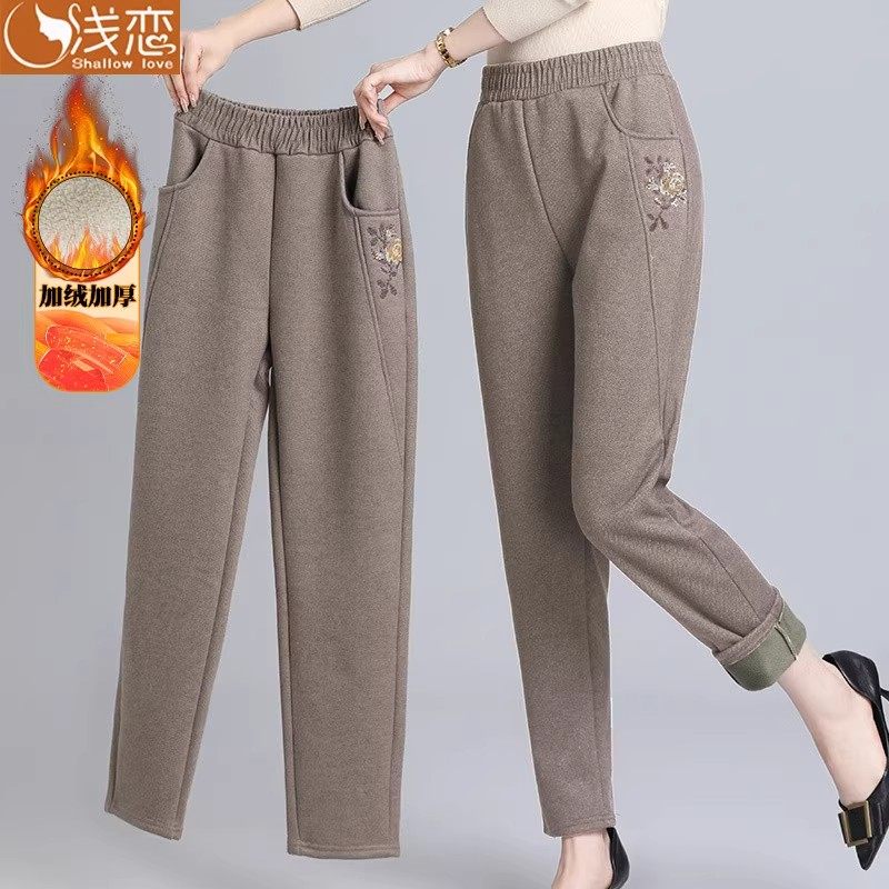 妈妈加绒加厚裤子中年女装秋冬装