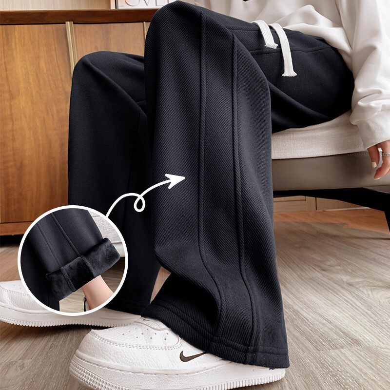 清仓捡漏窄版香蕉运动裤女春秋高腰显瘦黑色小个子休闲直筒阔腿裤