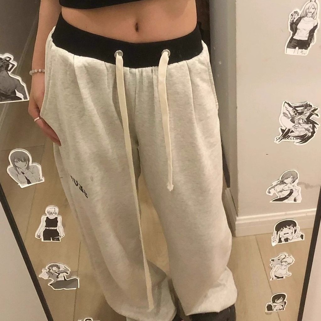 纯棉美式灰色运动裤女秋季休闲裤