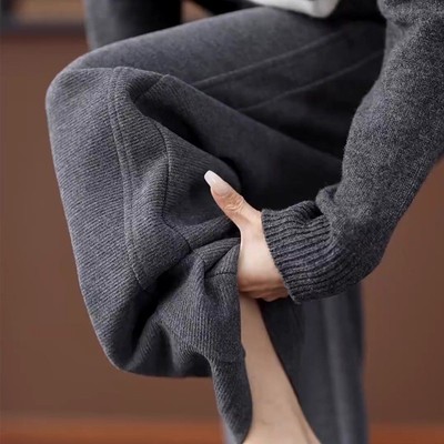 灰色香蕉裤女秋冬慵懒松弛感裤子