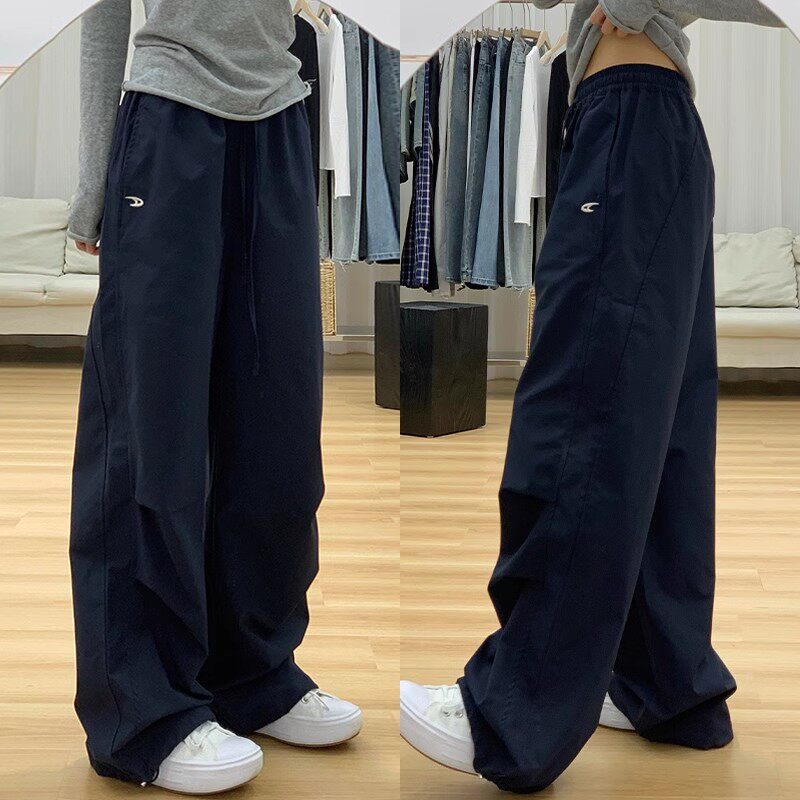 清仓捡漏美式工装运动裤女夏季高腰休闲宽松bf慵懒风阔腿登山长裤
