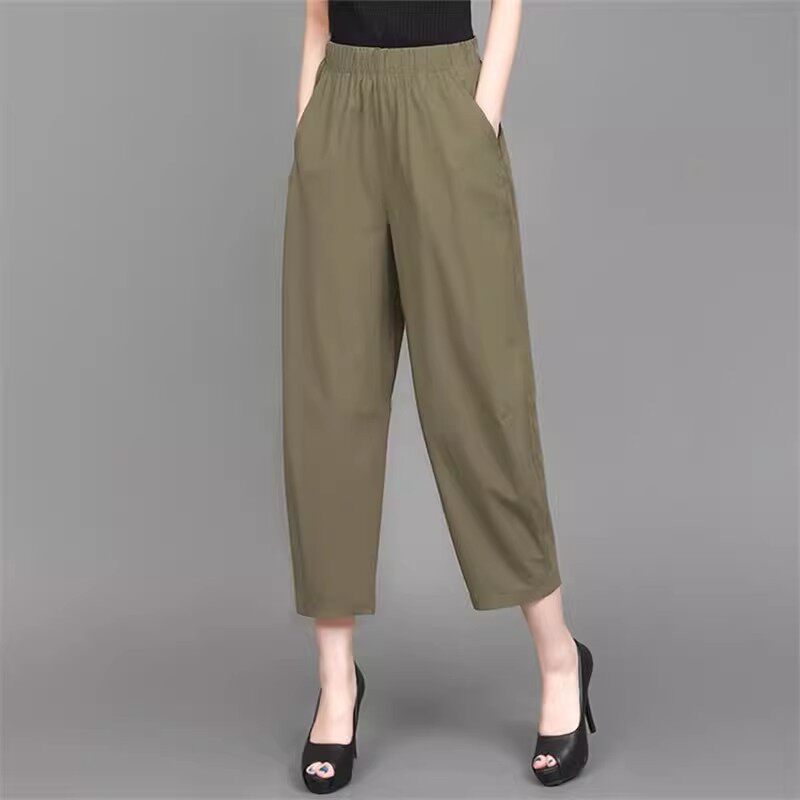 清仓捡漏阔腿裤女夏季中年妈妈九分裤宽松休闲哈伦裤小个子直筒裤