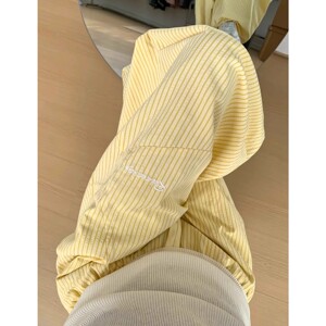 清仓捡漏美式多巴胺条纹刺绣工装裤女春秋宽松阔腿裤跳舞爵士舞裤