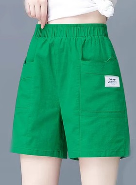 清仓捡漏阔腿裤夏季薄款宽松显瘦直筒工装五分中裤女士绿色短裤子