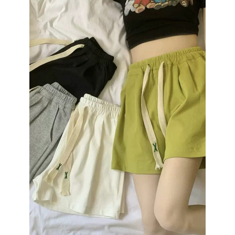 短裤女夏季松紧腰宽松a字阔腿裤