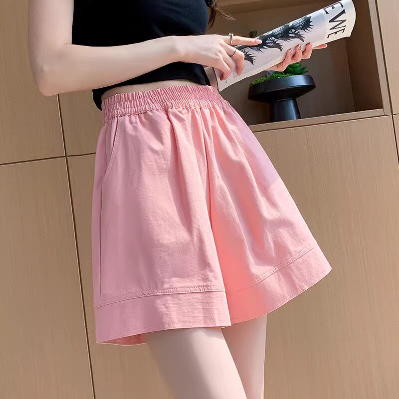 粉色棉麻短裤女夏季2026新款裤子