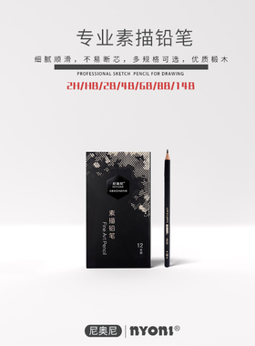 尼奥尼素描铅笔 套装2比4b6b8b12b14b专业绘画铅笔素描美术专用速写笔初学者软中硬炭笔软炭画画素描工具