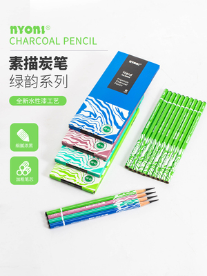 Nyoni木炭素描笔艺术学生特殊素描铅笔套装初学者软炭笔艺术用品