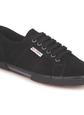 代购Superga女士板鞋轻便耐磨舒适透气黑色皮革材质橡胶鞋底