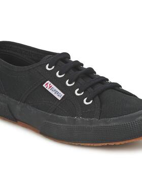 代购Superga女士帆布鞋透气舒适轻便易穿日常穿着耐磨防滑黑色