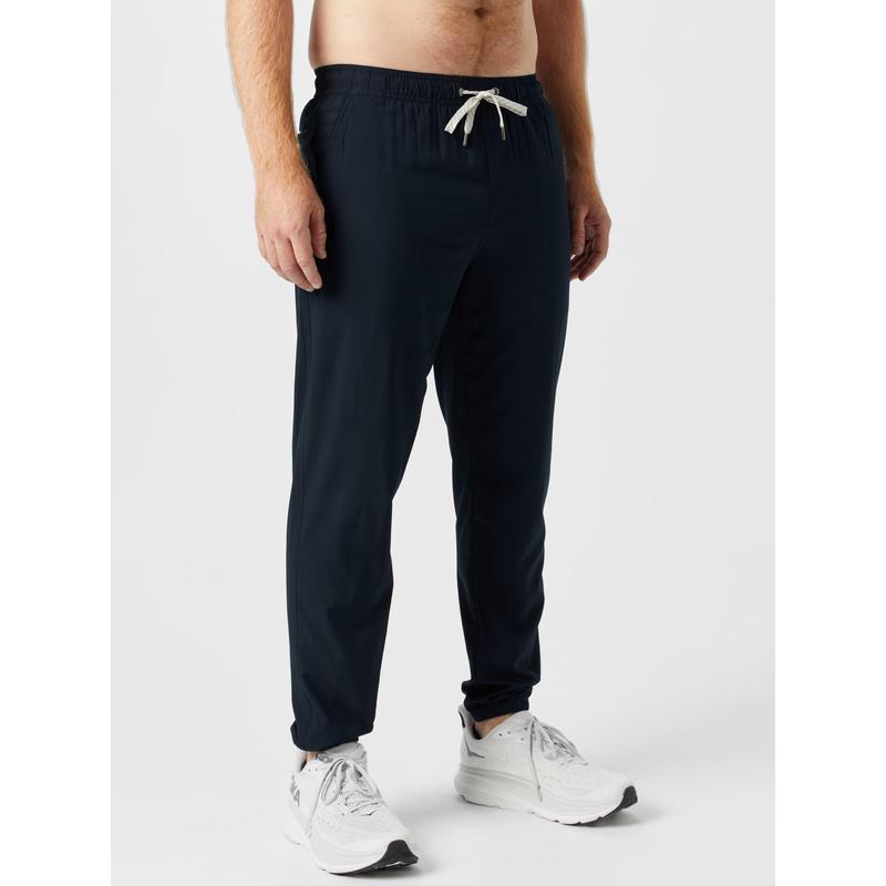 代购Vuori男士运动裤快干防异味内置内衬带手机袋深蓝色弹性腰头