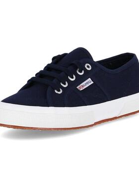 代购Superga女士帆布鞋轻便舒适透气耐磨深蓝色系带白色鞋底