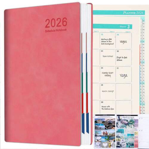 365-Day 2026 Portable A5 Pocket Planner Pu Cover Daily Weekl