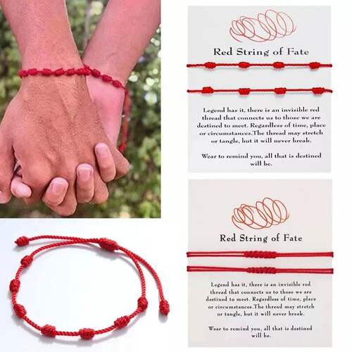 Handmade 7 Knot Lucky Red String Rope Red Braided Bracelet B