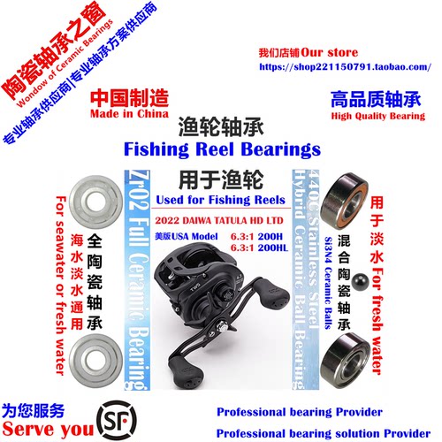 22海蜘蛛HD LTD远投陶瓷轴承|22 DAIWA TATULA HD200 LTD Bearing