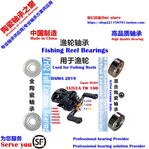 19日版蜘蛛TW 100远投陶瓷轴承|19 DAIWA TATULA TW 100 Beraing