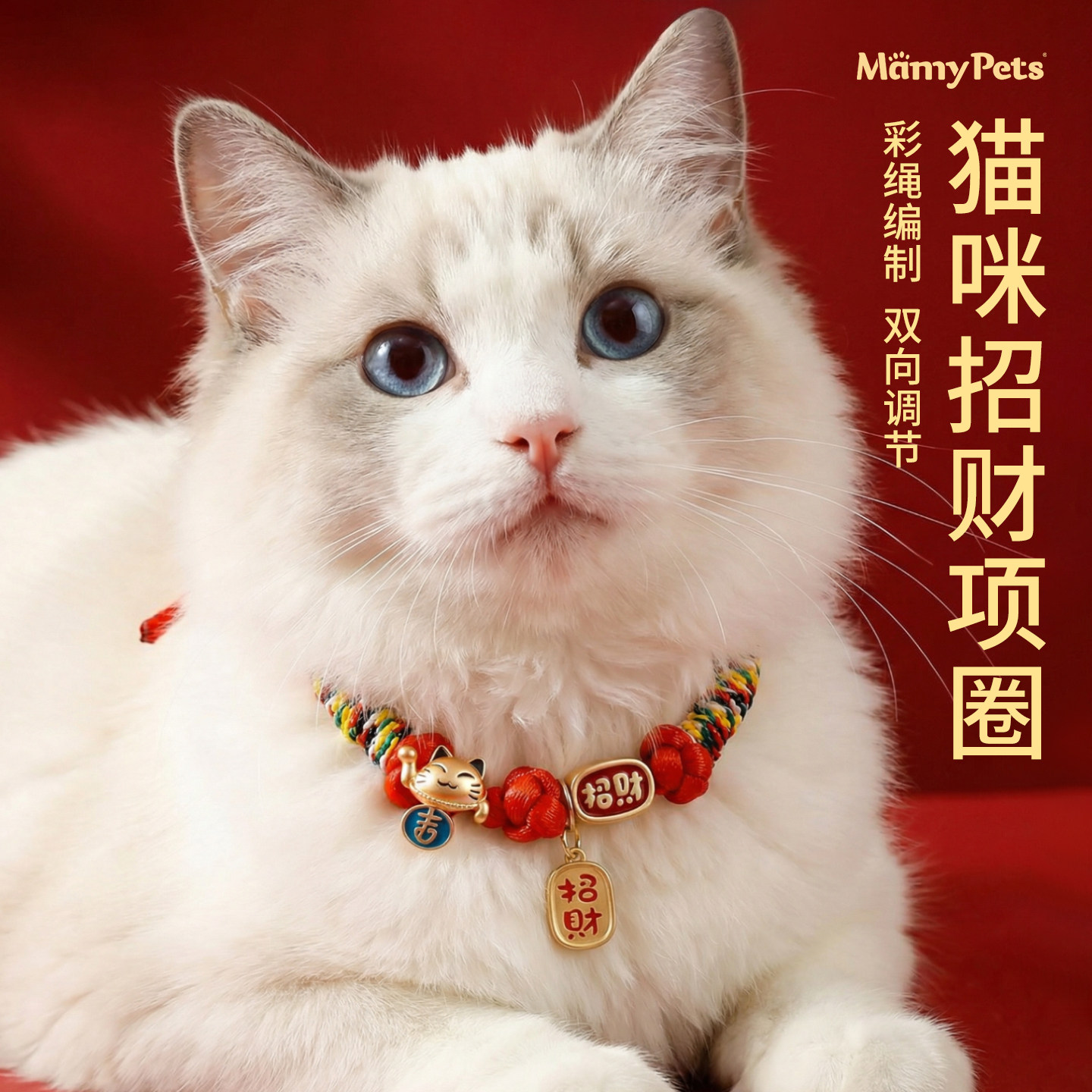 猫咪项圈新年饰品长命锁红绳装饰高颜值狗狗过年项链宠物财神脖圈