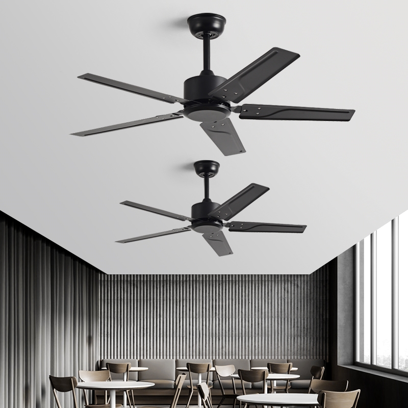 黑色大风力工业吊顶电风扇遥控餐音商用铁叶无灯复古客厅吊扇厅静