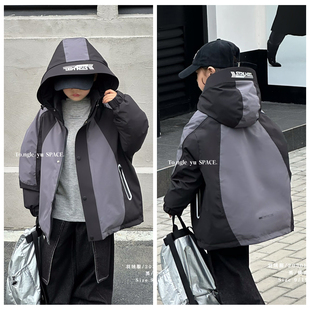 童乐鱼2025冬新款 潮2030 男童女童冲锋衣羽绒服外套儿童白鸭绒童装