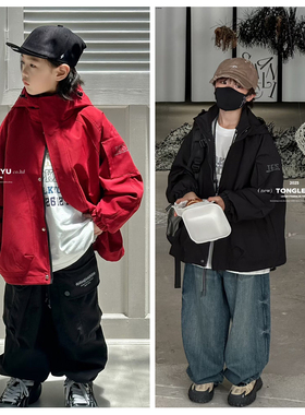 童乐鱼2025秋新款男童女童冲锋衣外套拉链衫中大童儿童童装潮9701