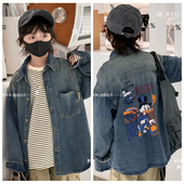 外套牛仔服中大童儿童童装 大e小e2024秋款 男童卡通牛仔衬衫 81112