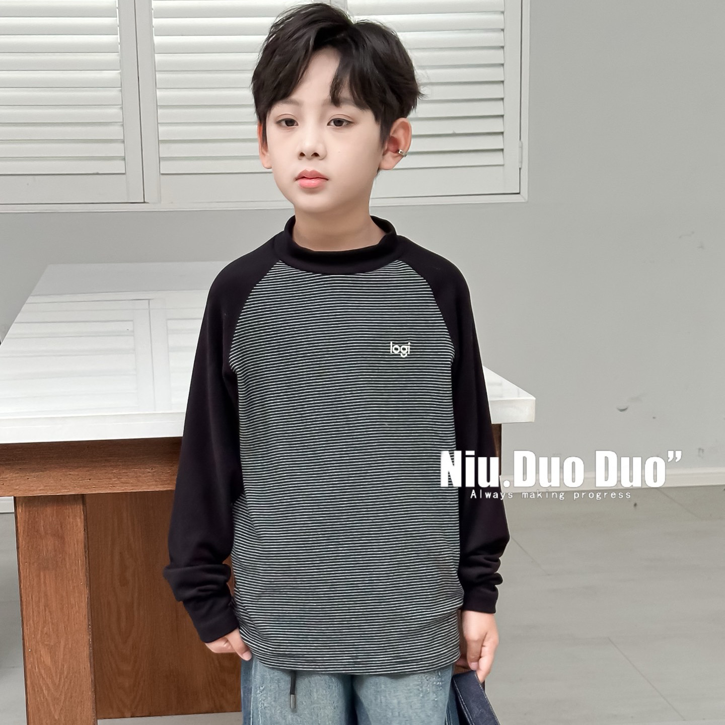 牛哆哆2025秋冬新款男童女童条纹磨毛长袖T恤打底衫儿童童装55506,童装/婴儿装/亲子装,T恤,淘宝优惠券,粉丝福利购,淘宝优惠卷