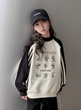 布芮欧2024冬新款男童女童卡通加绒卫衣中大童儿童童装韩版63093