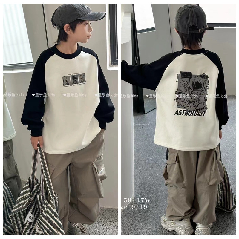 童乐鱼2024冬新款男童女童加绒长袖T恤打底衫中大童儿童潮58117,童装/婴儿装/亲子装,T恤,淘宝优惠券,粉丝福利购,淘宝优惠卷