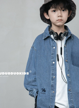 牛哆哆2024秋新款男童女童牛仔衬衫外套牛仔服儿童韩版潮37555