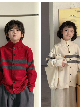 G+童装2025冬新款男女童高领针织开衫羊毛衫外套儿童韩版潮52819