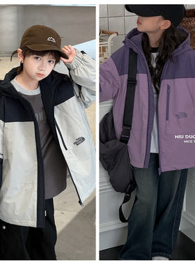 牛哆哆2024冬新款男童女童加棉冲锋衣外套拉链衫中大童儿童72239